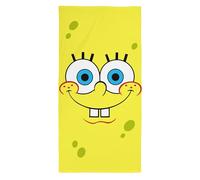 Spongebob Serviette Enfants Officielle | Douceur Ultra Douce | Design carré avec Spongebob, Patrick, Squidward, Mr Krabs | Parfait pour Maison, Bain, Plage et Piscine | 70 x 140 cm