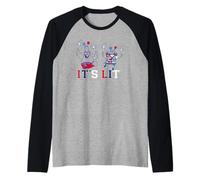 Spongebob Squarepants 4th of July It's Lit Patriotic Party Manche Raglan