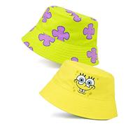SPONGEBOB SQUAREPANTS Chapeau Seau réversible Adultes Unisexe | Chapeau de Soleil Bob l'éponge et Patrick Corail Jaune pour Homme et Femme | Films TV Show Cadeaux Marchandise