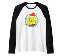 Spongebob Squarepants Christmas Cool Wink and Pose Portrait Manche Raglan