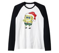 Spongebob Squarepants Christmas Jolly and Hyped Santa Sketch Manche Raglan