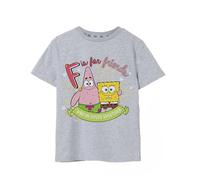 SPONGEBOB SQUAREPANTS Filles T-Shirt Gris à Manches Courtes | F is for Friends - Un t-Shirt Groovy pour Les Jeunes Fans de Bob l’éponge | Rejoignez Le Bikini Bottom Crew - 5-6 Ans