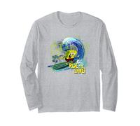 Spongebob Squarepants Fun 90s Ride The Wave Surf Manche Longue
