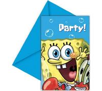 SpongeBob SquarePants - Invitations, fête pack de 6 - carton SG27947 (taille unique) (Jaune/Bleu)