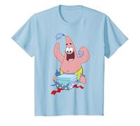Spongebob Squarepants Patrick Star Opening Presents Holiday T-Shirt, Enfant, Bleu Céleste, 6 Ans