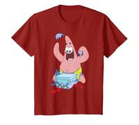 Spongebob Squarepants Patrick Star Opening Presents Holiday T-Shirt, Enfant, Canneberge, 4 Ans