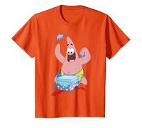 Spongebob Squarepants Patrick Star Opening Presents Holiday T-Shirt, Enfant, Orange, 3 Ans