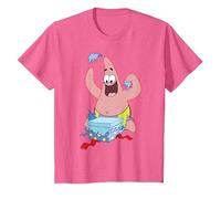 Spongebob Squarepants Patrick Star Opening Presents Holiday T-Shirt, Enfant, Rose Chiné, 8 Ans