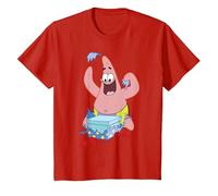 Spongebob Squarepants Patrick Star Opening Presents Holiday T-Shirt, Enfant, Rouge, 3 Ans
