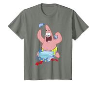 Spongebob Squarepants Patrick Star Opening Presents Holiday T-Shirt, Enfant, Vert Kaki chiné, 10 Ans
