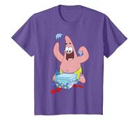 Spongebob Squarepants Patrick Star Opening Presents Holiday T-Shirt, Enfant, Violet Chiné, 6 Ans