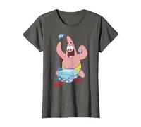 Spongebob Squarepants Patrick Star Opening Presents Holiday T-Shirt, Femme, Asphalte, XL