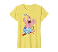 Spongebob Squarepants Patrick Star Opening Presents Holiday T-Shirt, Femme, Citron, 3XL