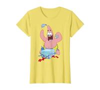 Spongebob Squarepants Patrick Star Opening Presents Holiday T-Shirt, Femme, Citron, M