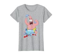 Spongebob Squarepants Patrick Star Opening Presents Holiday T-Shirt, Femme, Gris Chiné, XXL