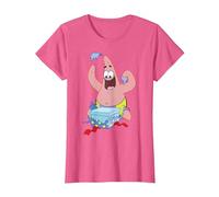 Spongebob Squarepants Patrick Star Opening Presents Holiday T-Shirt, Femme, Rose Chiné, 3XL