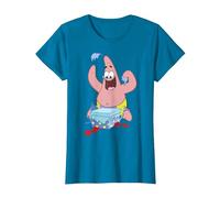 Spongebob Squarepants Patrick Star Opening Presents Holiday T-Shirt, Femme, Saphir, XXL