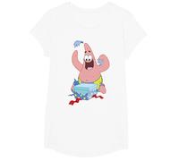 Spongebob Squarepants Patrick Star Opening Presents Holiday T-Shirt, Fille, Blanc, M