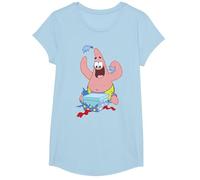 Spongebob Squarepants Patrick Star Opening Presents Holiday T-Shirt, Fille, Bleu Céleste, L