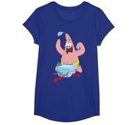 Spongebob Squarepants Patrick Star Opening Presents Holiday T-Shirt, Fille, Bleu Royal, S