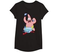 Spongebob Squarepants Patrick Star Opening Presents Holiday T-Shirt, Fille, Noir, L