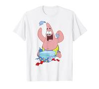 Spongebob Squarepants Patrick Star Opening Presents Holiday T-Shirt, Homme, Blanc, M