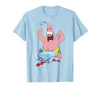 Spongebob Squarepants Patrick Star Opening Presents Holiday T-Shirt, Homme, Bleu Céleste, L