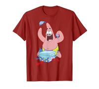 Spongebob Squarepants Patrick Star Opening Presents Holiday T-Shirt, Homme, Canneberge, XXL