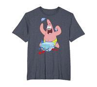Spongebob Squarepants Patrick Star Opening Presents Holiday T-Shirt, Homme Grandes Tailles, Bleu Chiné, 6X Tall