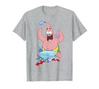 Spongebob Squarepants Patrick Star Opening Presents Holiday T-Shirt, Homme, Gris Chiné, S
