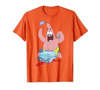 Spongebob Squarepants Patrick Star Opening Presents Holiday T-Shirt, Homme, Orange, S
