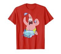 Spongebob Squarepants Patrick Star Opening Presents Holiday T-Shirt, Homme, Rouge, 3XL