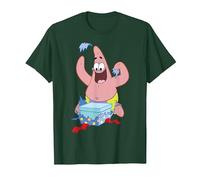 Spongebob Squarepants Patrick Star Opening Presents Holiday T-Shirt, Homme, Vert Forêt, S