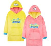 SPONGEBOB SQUAREPANTS Poncho Réversible Garçon et Ado, Sweat à Capuche Doux, Plaid Chaud Cocooning Hiver, Cadeau Enfant