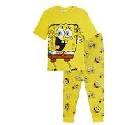 SPONGEBOB SQUAREPANTS Pyjama pour enfants avec t-shirt à manches courtes pour garçons et filles, jaune, 7-8 Years