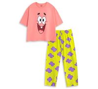 SPONGEBOB SQUAREPANTS Pyjama Rose à Manches Courtes et Jambes Longues pour Femme Motif Patrick Star | Vêtements de Nuit Dessin animé pour se détendre et Dormir | Vêtements de Nuit Confortables