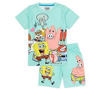 SPONGEBOB SQUAREPANTS Pyjamas pour Enfants | Garçons Filles Squidward Patrick Mr Krabs Gary Personnages T-Shirt Bleu Shorts Pjs Set | Produits dérivés de Films d’émissions de télévision