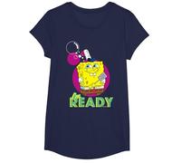 Spongebob Squarepants Ready for Work Comedy Show Classic Années 90 T-Shirt, Fille, Bleu Marine, M