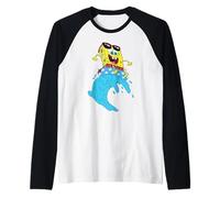 Spongebob Squarepants Rides Wave on USA Stars Inner Tube Manche Raglan