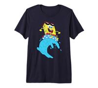 Spongebob Squarepants Rides Wave on USA Stars Inner Tube T-Shirt Haut de Gamme