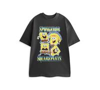 SPONGEBOB SQUAREPANTS T-Shirt Graphique Noir à Manches Courtes | T-Shirt Unisexe à col Rond imprimé Dessin animé | Haut à l'effigie d'un Personnage de mème | Vêtements Streetwear pour Adultes