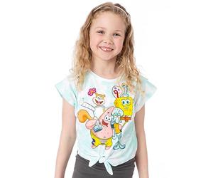 SPONGEBOB SQUAREPANTS Tie T-Shirt T-Shirt Girls Kids Front Tie Blue Top