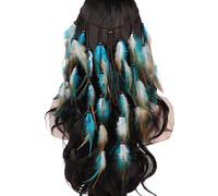 SPONGL Serre-tête coloré avec plumes et perles - Pour femme - Style ethnique accrocheur - Style bohème - Pour mariage