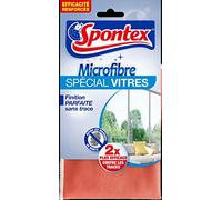 SPONTEX - 2 Lavettes Microfibre Spécial Vitres- Finition Parfaite- Retire les marques de doigts- Lot de 2 lavettes spécial Vitres