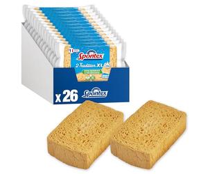 Spontex 26 Éponges Tradition XL Ultra Absorbantes (13 Paquets de 2). Eponges Vaisselle végétales et compostables | Fabriqué en France