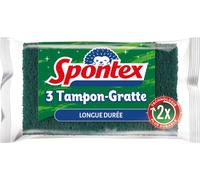 Spontex 3 Tampons-Gratte Longue Durée - Récure efficacement plus longtemps, Vert, 3 Unité (Lot de 1)