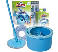 Spontex Aqua Revolution X'tra Kit Balai Serpillère et Seau | Sépare Eau Propre et Eau Sale, Frange en Microfibre | 3 l, 2 Recharges