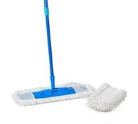 Spontex Balai microfibre extra-plat – Longueur réglable 80–140 cm – 2 recharges