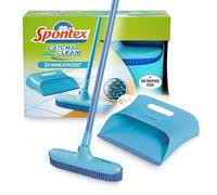 Spontex Catch & Clean Pelle et Balayette en Caoutchouc | Pour Sols et Poils d'Animaux | Manche Long 140 cm
