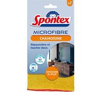 SPONTEX - Chamoisines Microfibre - 2 microfibres qui dépoussièrent 2 fois plus* - Douces au toucher